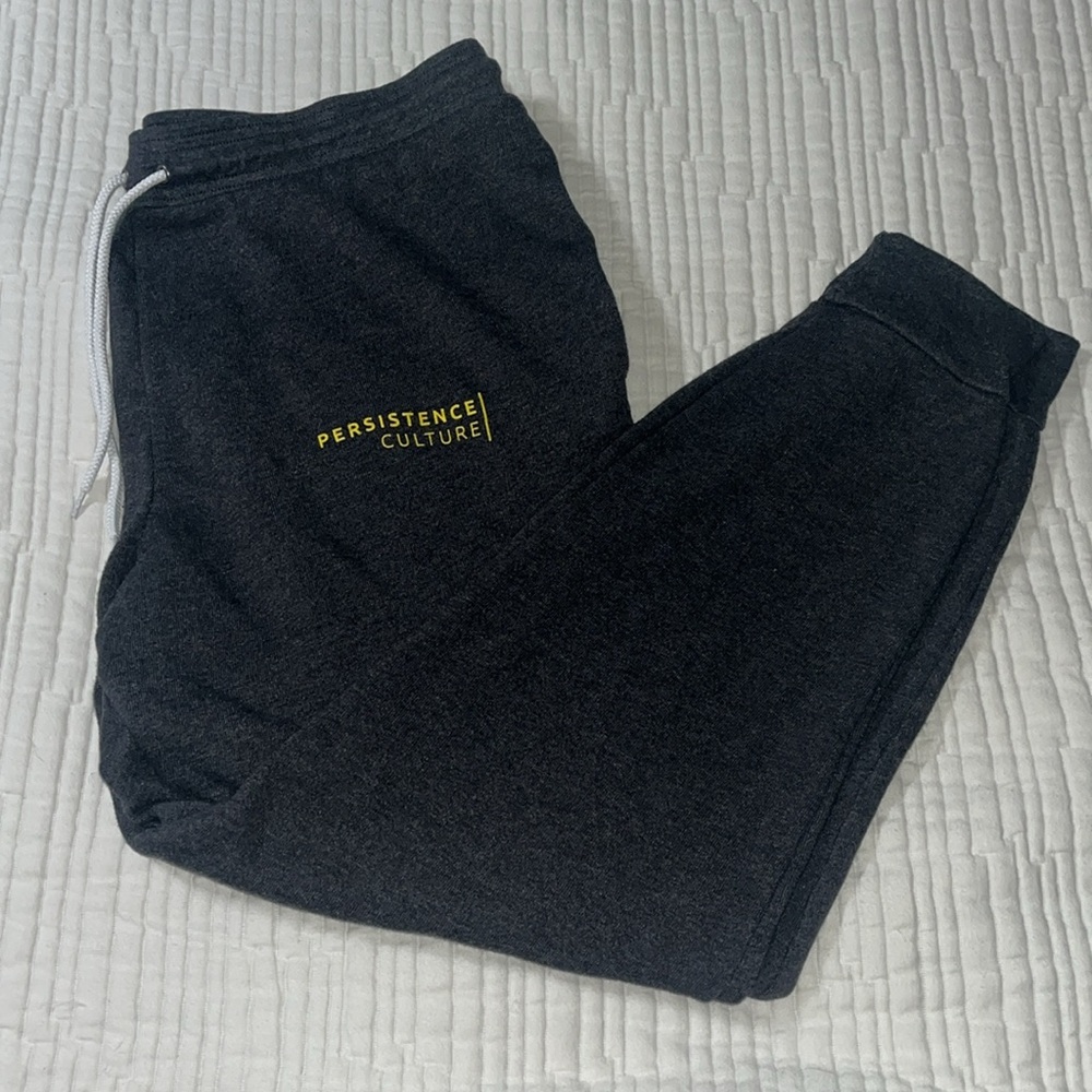 Used Dark Gray Persistence Culture Sweatpants with Yellow Logo size L